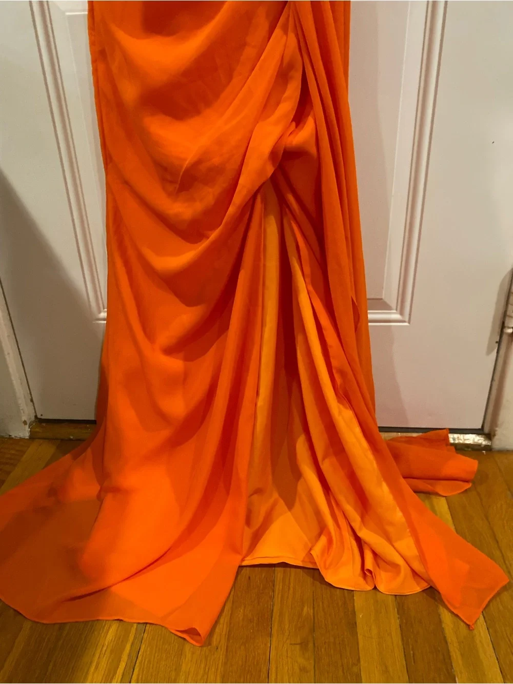 One-Shoulder Orange Evening Gown size 6 NWOT - Picture 2 of 9